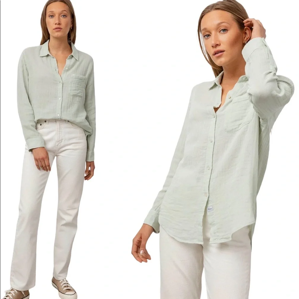 Rails Ellis Cotton Gauze Shirt in Willow XS NWT